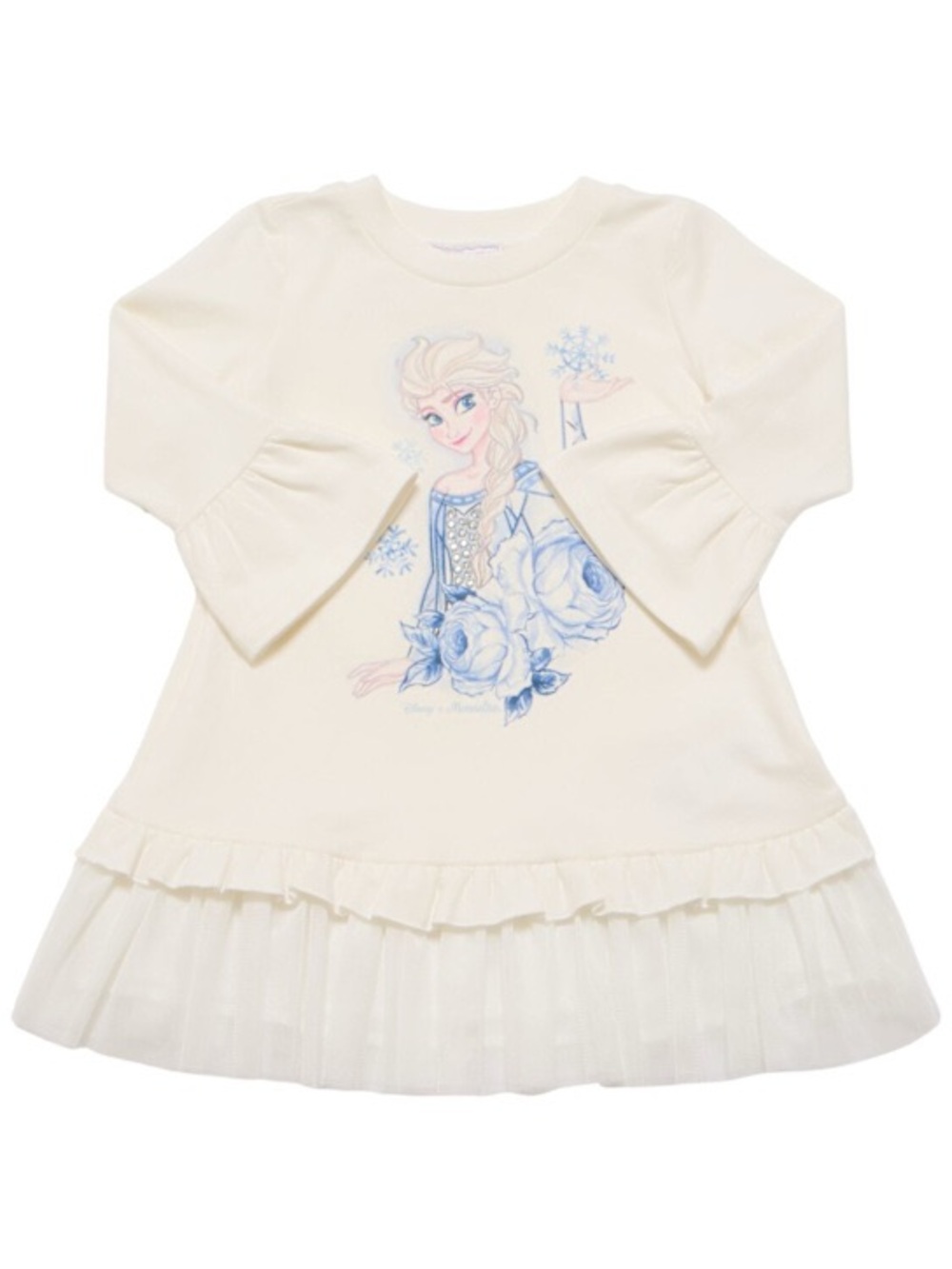 Monnalisa Girls Elsa Jetsey dress in Ivory, size 12